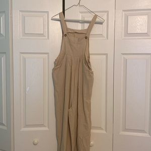 Solid Wide Leg Overall Jumpsuit, Casual